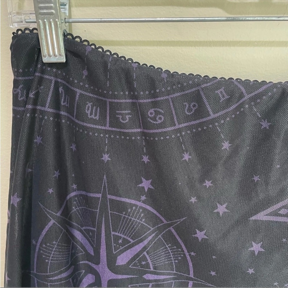Killstar | Dolls Kill Trevea Zodiac Black Purple Lettuce Edge Mini Skirt Size L - Picture 6 of 10